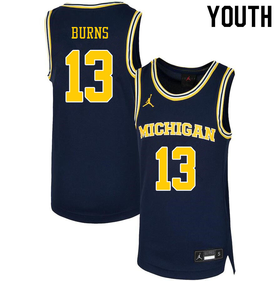 Youth #13 Ian Burns Michigan Wolverines College Basketball Jerseys Sale-Navy